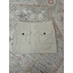 H&M NWT Cream Cargo Mini Skirt Flap Pockets Greige Beige Size M Low Rise
